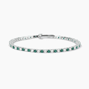 Bracciale tennis smeraldi sintetici e zirconi TENNIS CLUB