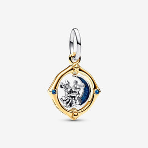 Disney, Pendente Mickey Mouse e Minnie sulla Luna Argento Sterling 925, Placcatura in Oro 14k