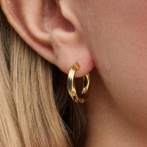 Orecchini Cerchi Linea Avvolgente Placcatura in Oro 14k