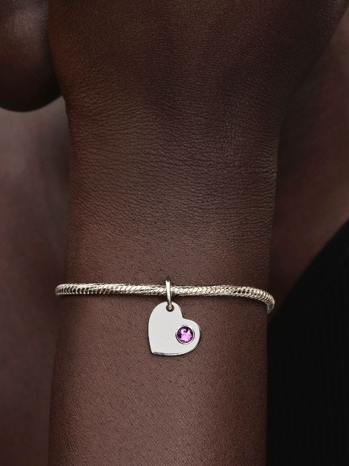 Charm Pendente Pandora Cuore con Pietra Viola Febbraio Argento Sterling 925