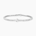 Bracciale tennis in argento con zirconi e cuore centrale