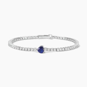 Bracciale tennis con zaffiro sintetico a cuore