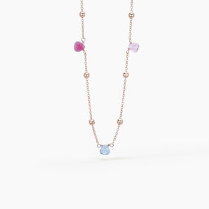 Girocollo corto rosato con sfere e glass