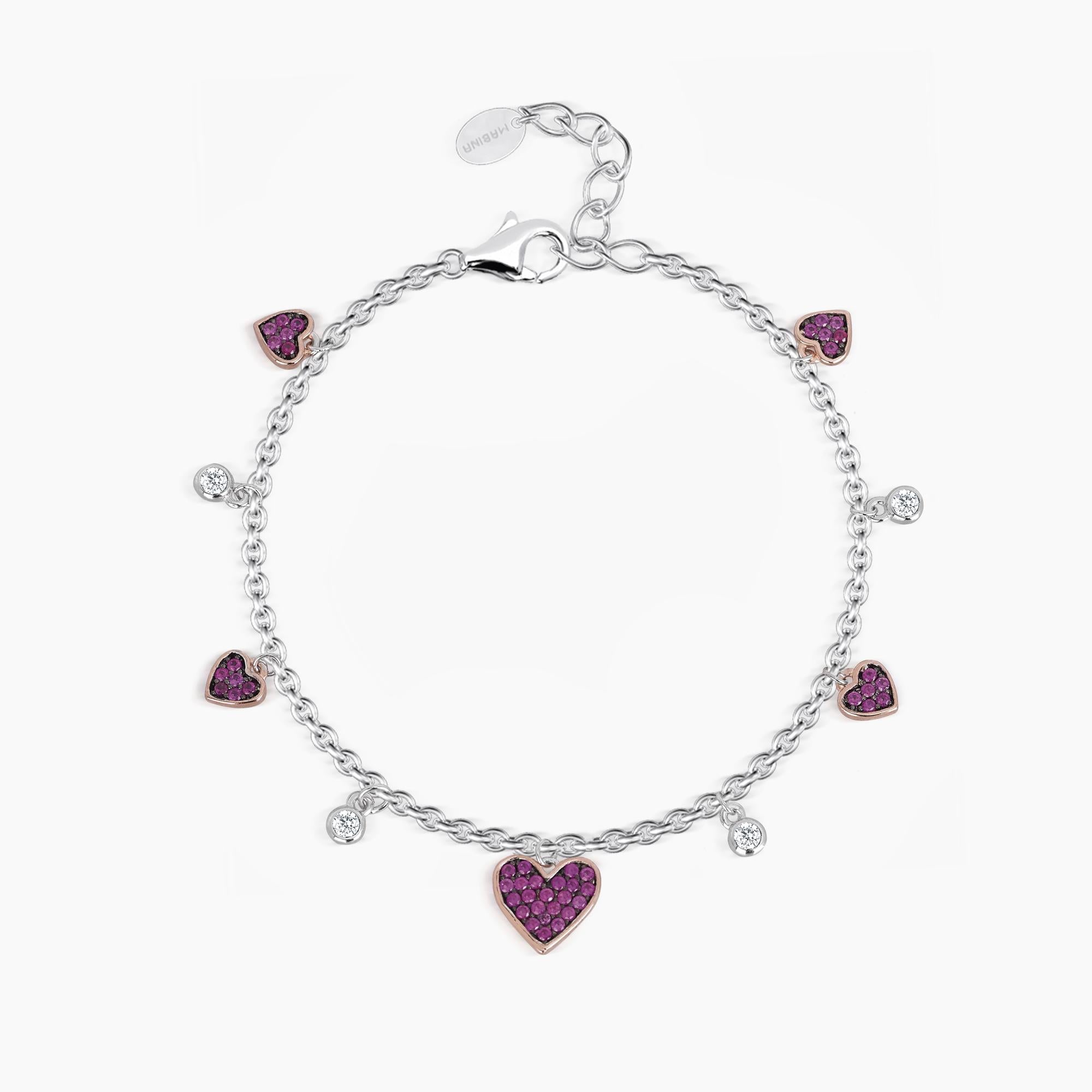 bracciale in argento con cuori