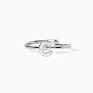 Anello regolabile con lettera C in zirconiA, B, COOL