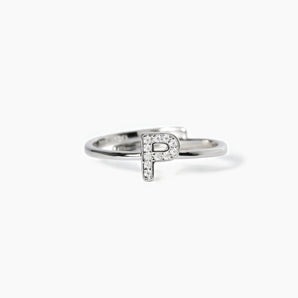 Anello regolabile lettera P argento925