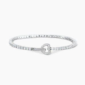 Bracciale tennis con zirconi e chiusura cuore