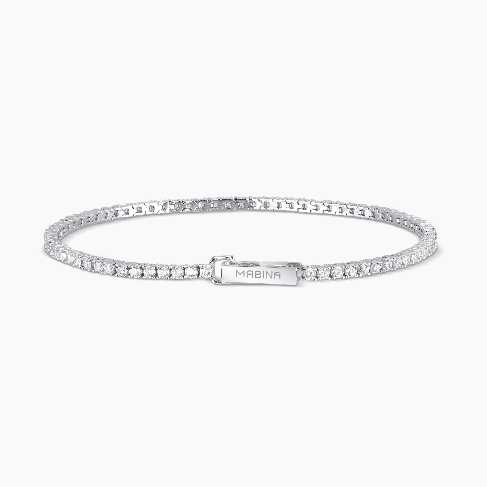 Bracciale tennis in argento con zirconi