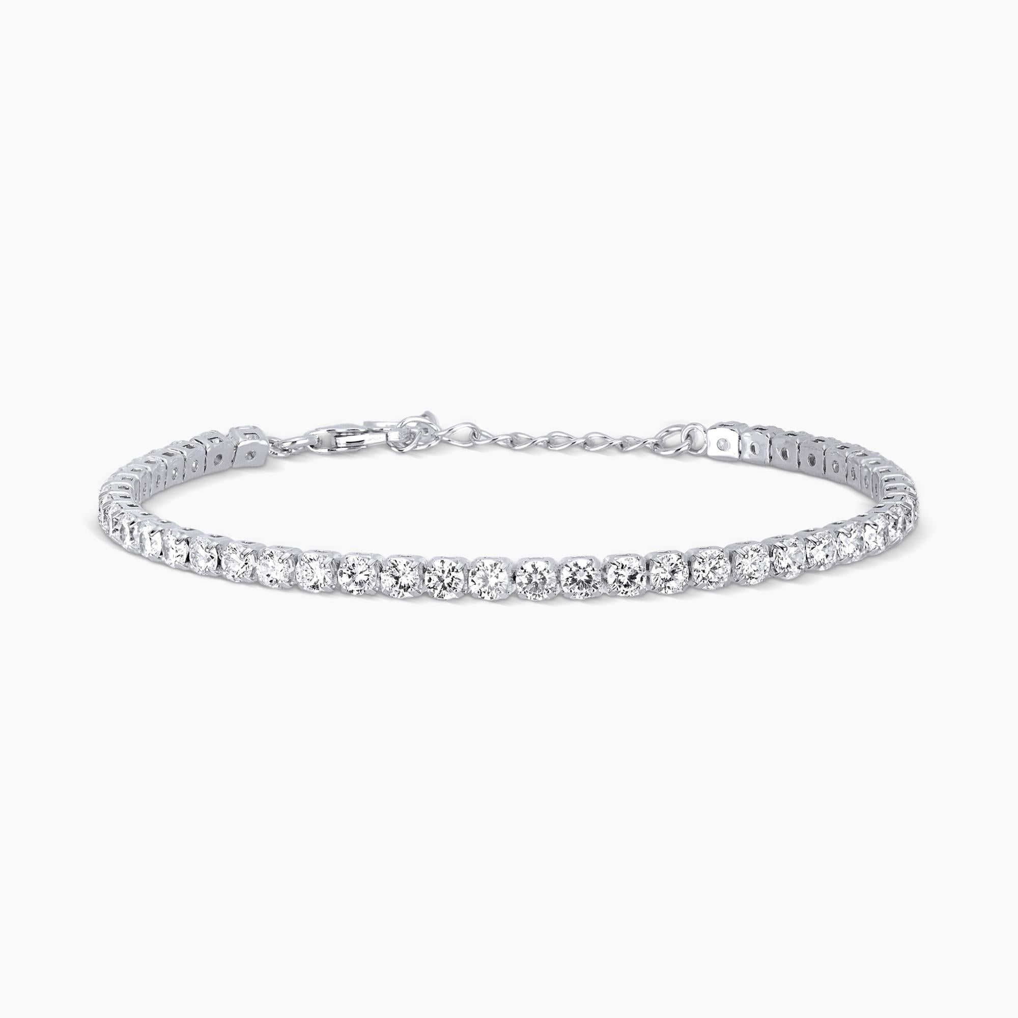 Bracciale tennis regolabile in argento con zirconi