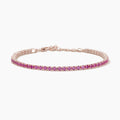 Bracciale tennis in argento placcato oro rosa con rubini sintetici