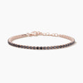 Bracciale tennis regolabile in argento placcato oro rosa con zirconi neri