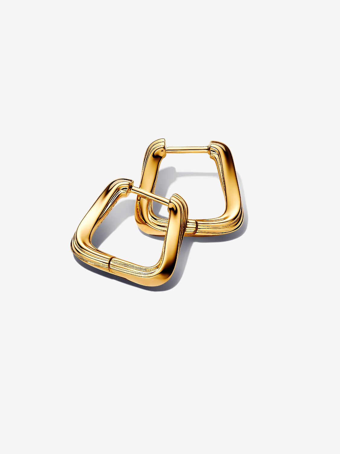 Orecchini Cerchi Squadrati Linea Avvolgente Placcatura in Oro 14k