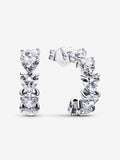 Orecchini Cerchi Aperti Fascia Cuori Argento Sterling 925