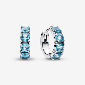Orecchini Cerchi Cristalli Azzurri Argento Sterling 925