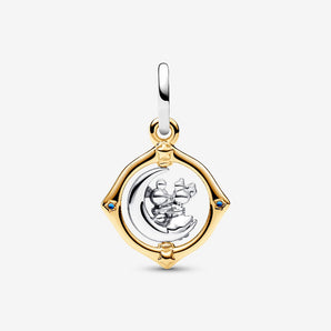 Disney, Pendente Mickey Mouse e Minnie sulla Luna Argento Sterling 925, Placcatura in Oro 14k