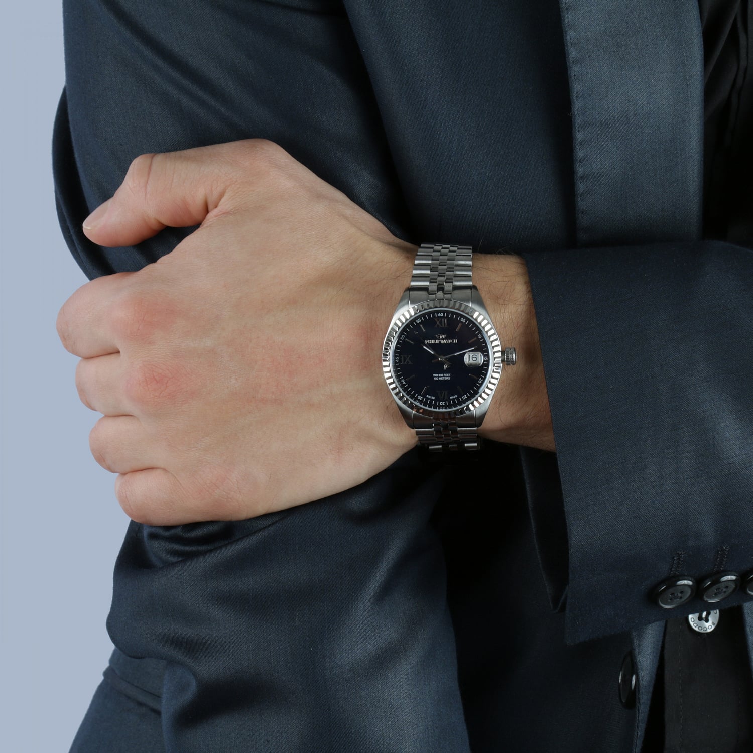 Caribe 39mm Gent 3H Blue Dial