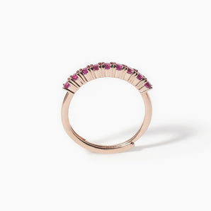 Anello veretta regolabile rosato con rubini sintetici SOIRÉE