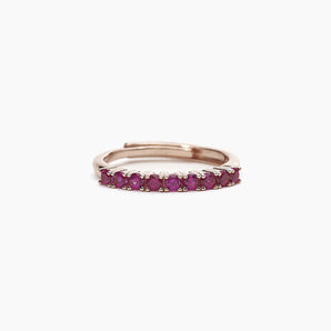 Anello veretta regolabile rosato con rubini sintetici SOIRÉE