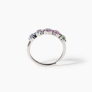 Anello regolabile con zirconi multicolor a fiore FIOR FIORE