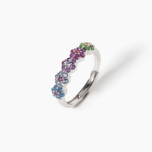 Anello regolabile con zirconi multicolor a fiore FIOR FIORE