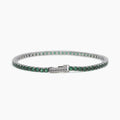 Bracciale tennis da uomo in argento con smeraldi sintetici