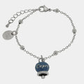 Bracciale in Acciaio con campanella pendente blu cobalto con scritta Capri