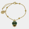 Bracciale in Acciaio con campanella pendente verde con scritta Capri