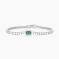 Bracciale in argento con smeraldo sintetico e zirconi bianchi