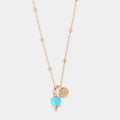 Collana in Metallo con campanella portafortuna pendente, impreziosita da smalto turchese e cristalli
