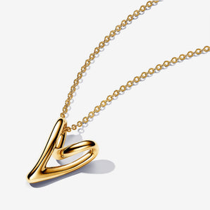 Collana Cuore Linea Sinuosa Placcatura in Oro 14k