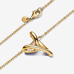 Collana Cuore Linea Sinuosa Placcatura in Oro 14k