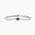 Bracciale tennis in argento con zaffiro sintetico ovale