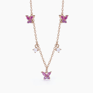 Girocollo in argento rosato con zirconi rosa e bianchi