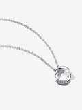 Collana Cerchio Linea Sinuosa con Perla d'Acqua Dolce Coltivata e Pavè Argento Sterling 925