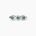 anello in argento con zirconi e smeraldi sintetici