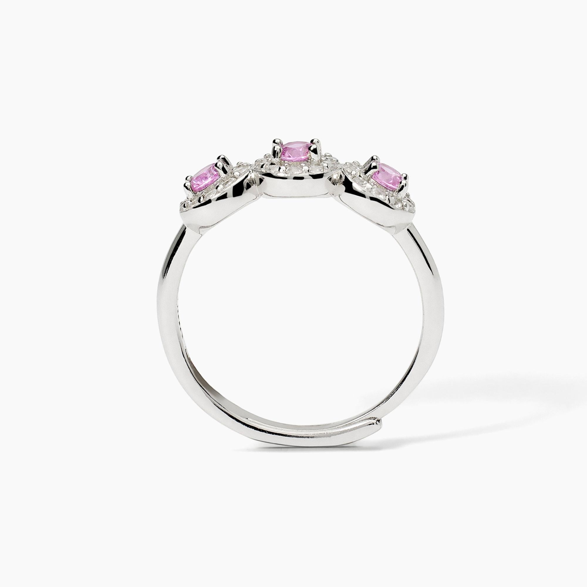 Anello in argento e zirconi con pietra tormalina