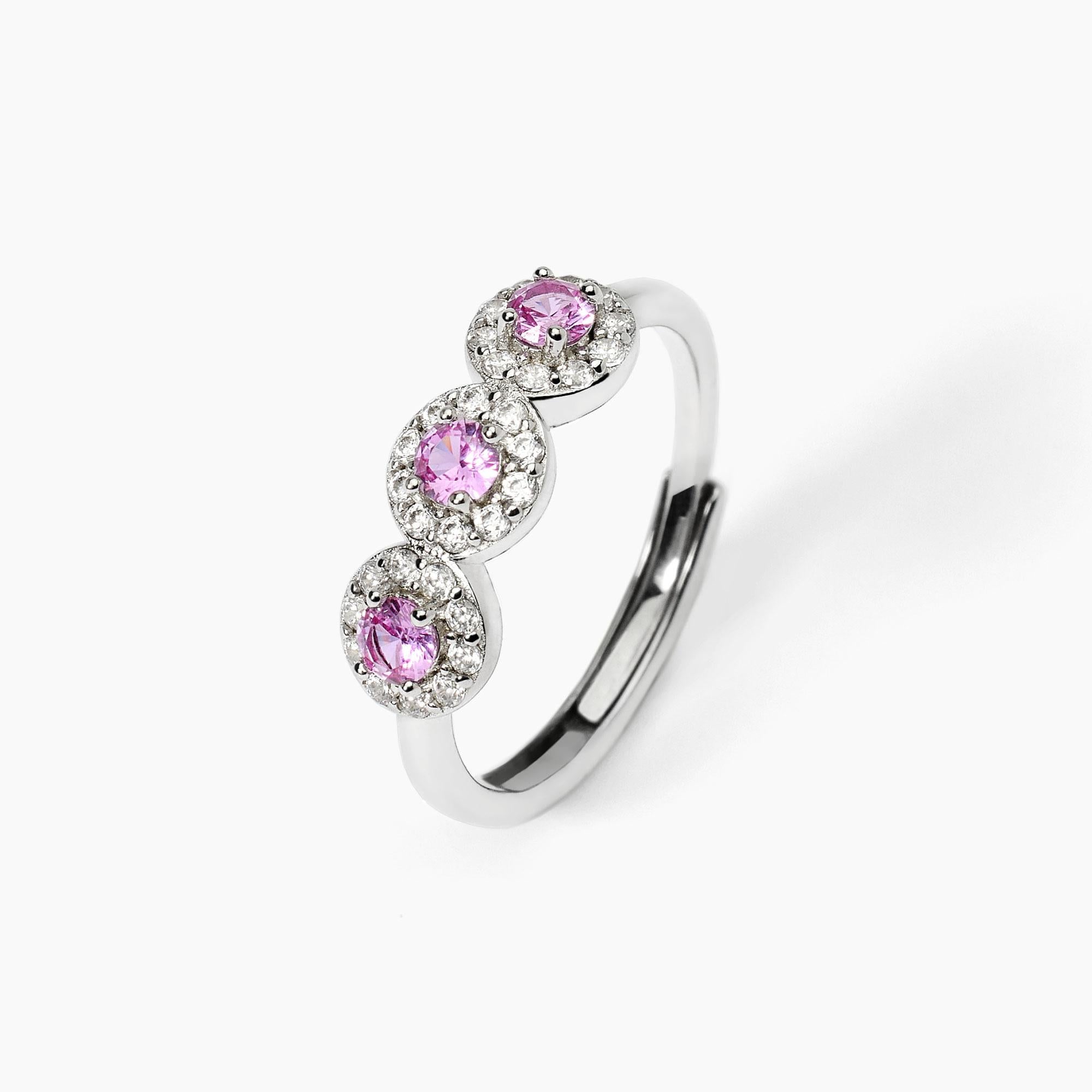 Anello in argento e zirconi con pietra tormalina