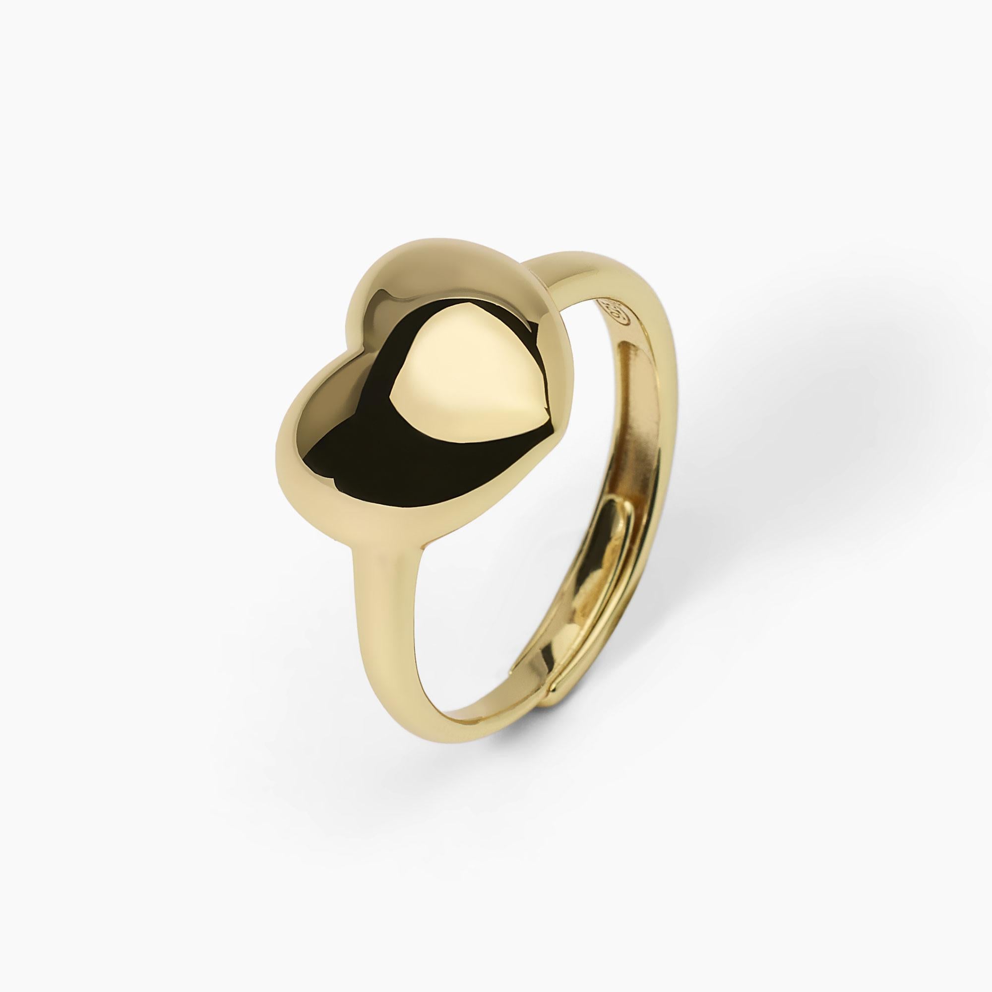 anello in argento placcato oro con Cuore