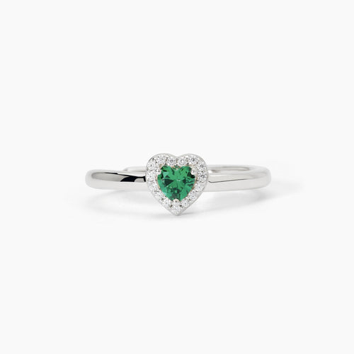 Anello in argento con zirconi e smeraldo sintetico