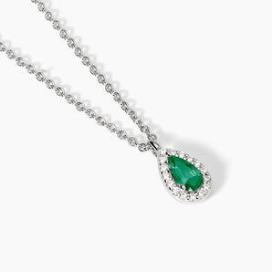 Girocollo in argento con smeraldo sintetico e zirconi