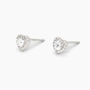 Orecchini in argento con zirconi taglio cuore