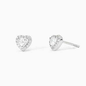 Orecchini in argento con zirconi taglio cuore