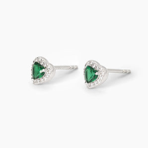 Orecchini in argento con smeraldi sintetici taglio cuore