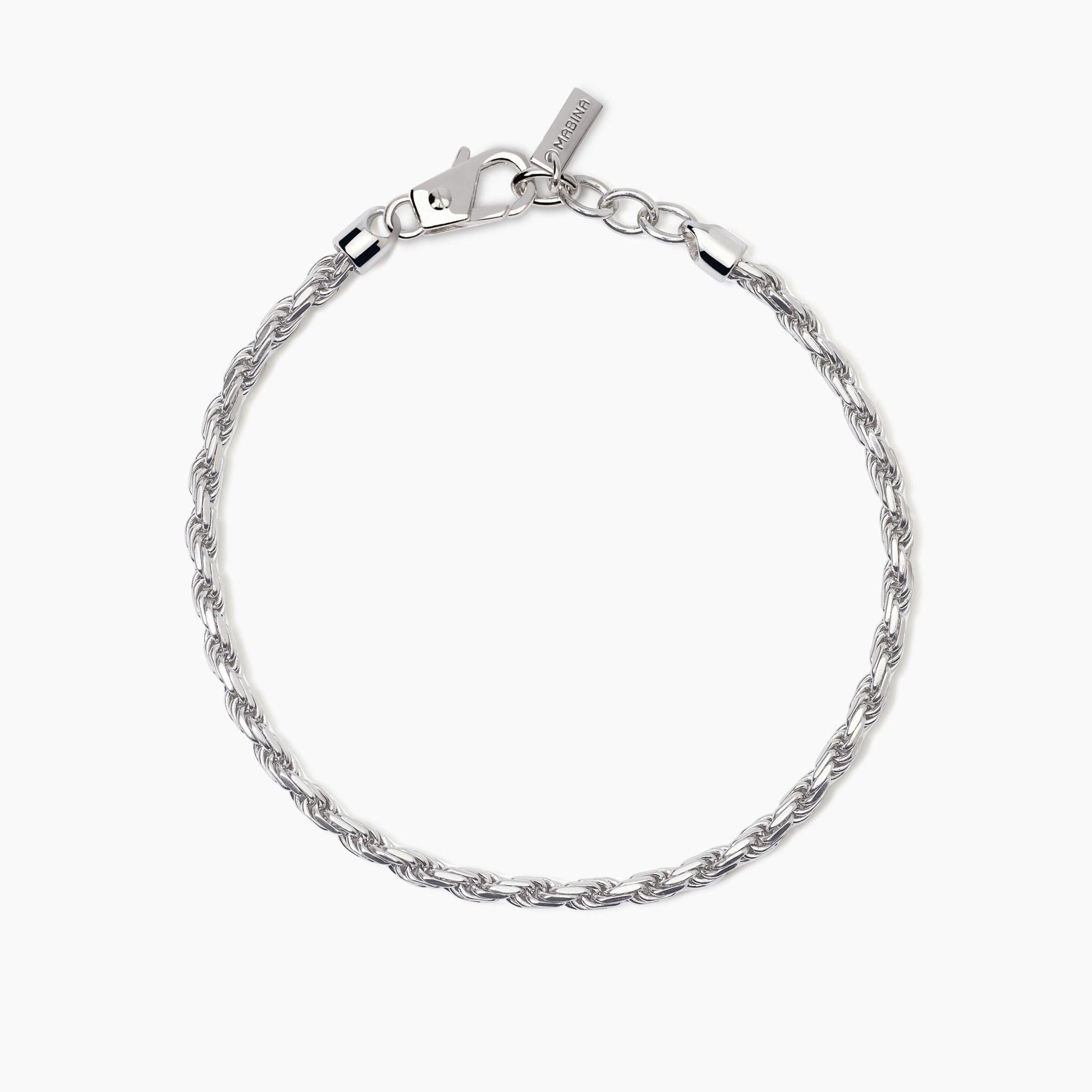 Bracciale in argento con catena corda