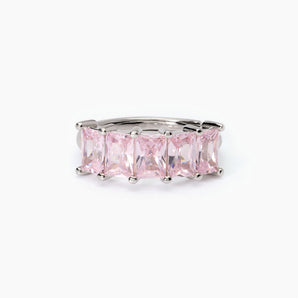 Anello donna in argento con zirconi rosa Valentina