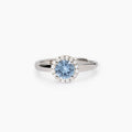 Anello in argento con zirconi e acquamarina sintetica