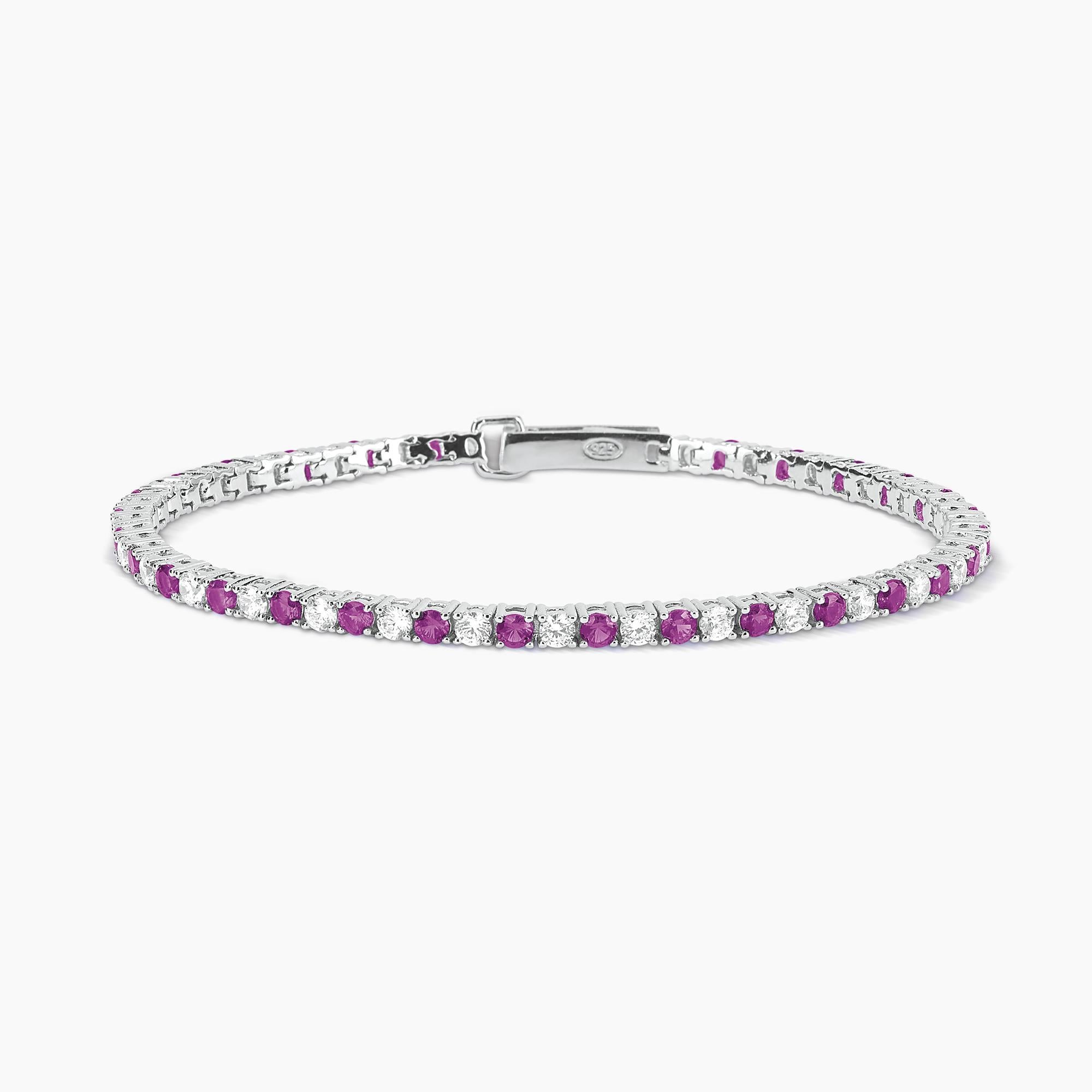 Bracciale tennis con rubini sintetici