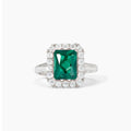 Anello in argento zirconi e smeraldo sintetico