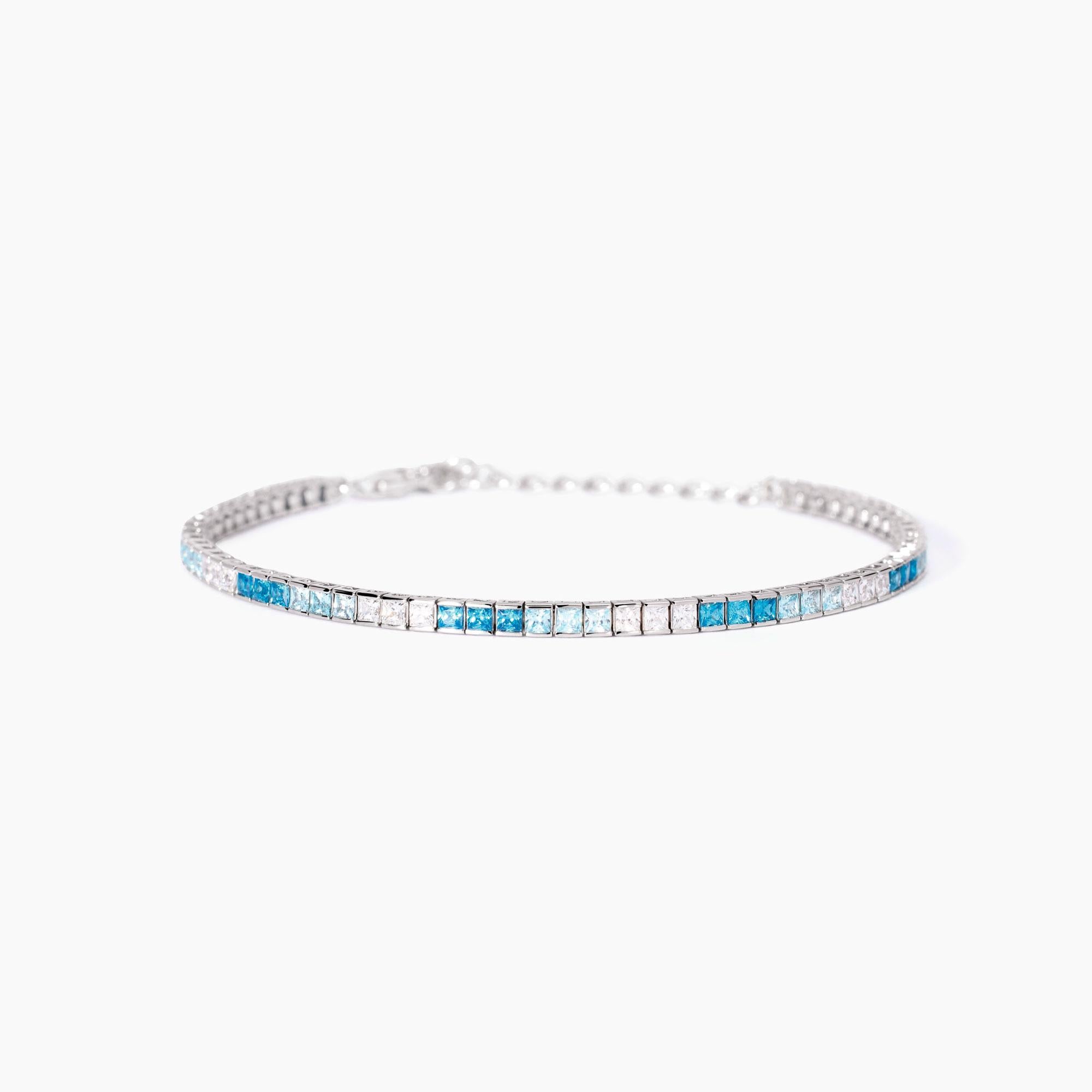 Bracciale tennis con zirconi azzurri e blu