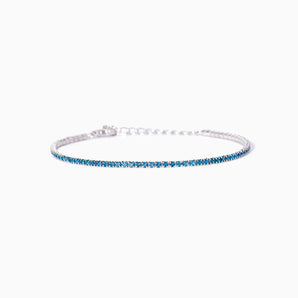Bracciale tennis con acquemarine sintetiche